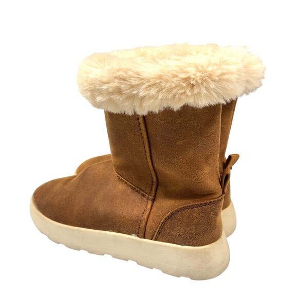 Zara Platform Ankle Boots Tan Faux Fur Lined Winter Boots Size 35 - Picture 3 of 6